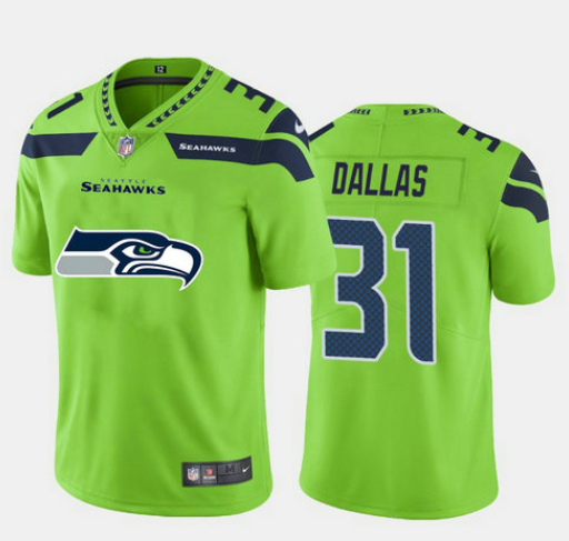 Men's Seattle Seahawks #31 DeeJay Dallas Green 2020 Team Big Logo Limited Stitched Jersey